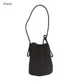 Pleated Bucket Bag Casual Shoulder Bags Solid Bucket Bag Female Messenger Bag