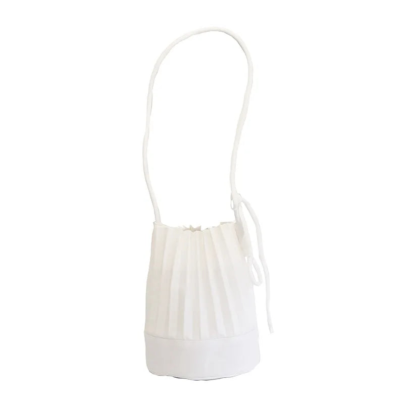 Pleated Bucket Bag Casual Shoulder Bags Solid Bucket Bag Female Messenger Bag