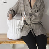 Pleated Bucket Bag Casual Shoulder Bags Solid Bucket Bag Female Messenger Bag