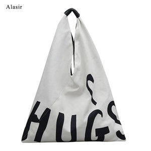 Letter Shoulder Bag Art Canvas Tote Bag Women Handbags