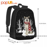 Alaskan Malamute Merry Christmas Backpack Large Capacity