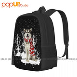 Alaskan Malamute Merry Christmas Backpack Large Capacity