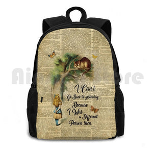 Alice In Vintage Dictionary Art Outdoor Hiking Backpack Waterproof