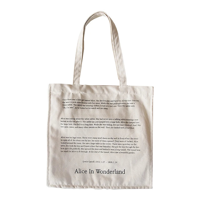 Alice Printed Large Capacity Women Tote Bag Canvas Travel Handbag