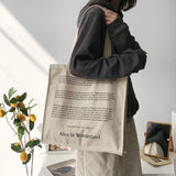 Alice Printed Large Capacity Women Tote Bag Canvas Travel Handbag