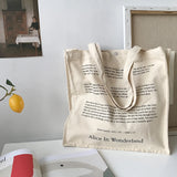 Alice Printed Large Capacity Women Tote Bag Canvas Travel Handbag