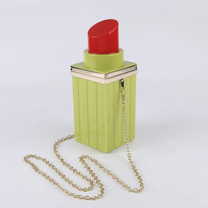 Alirattan Acrylic Bag Lipstick Shape Clutch Shoulder Evening Bag