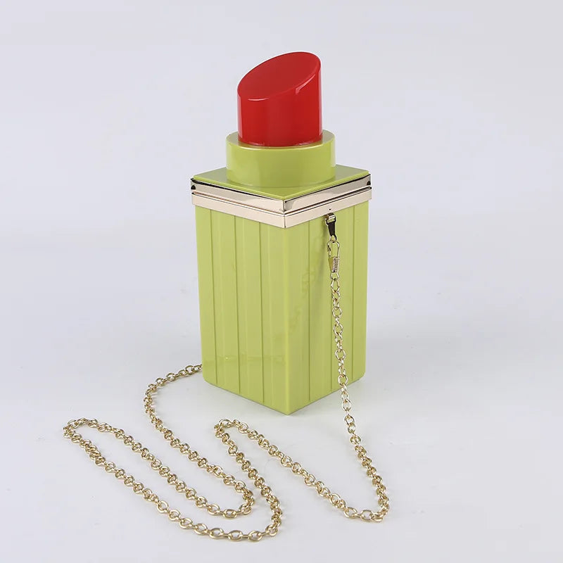 Alirattan Acrylic Bag Lipstick Shape Clutch Shoulder Evening Bag