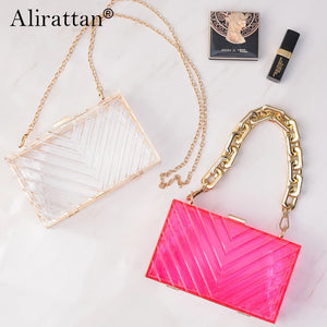 Alirattan Acrylic Transparent Pop Dinner Bags for Women Clutch sac a main femme