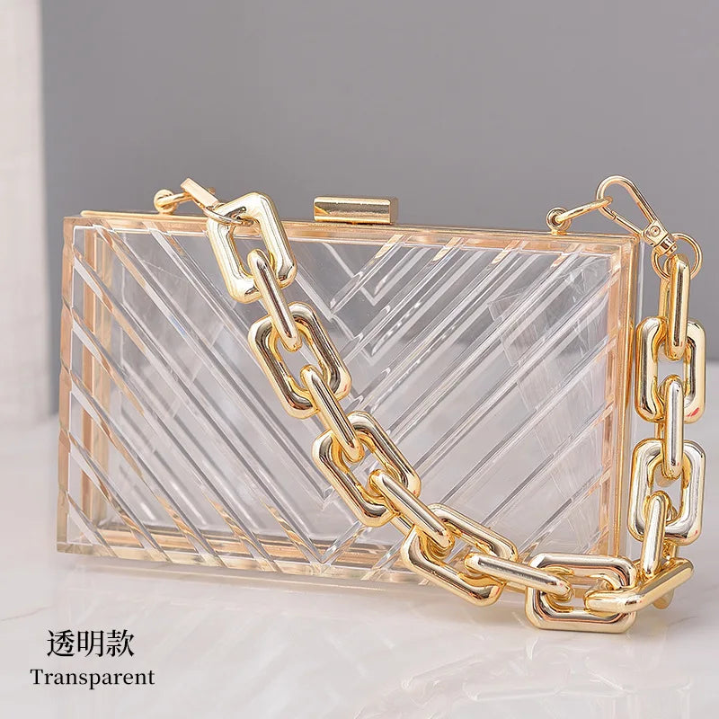 Alirattan Acrylic Transparent Pop Dinner Bags for Women Clutch sac a main femme