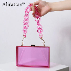 Alirattan Summer Acrylic Bag Square Box Transparent Bag