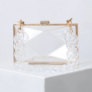 Alirattan Diamond-Shaped Acrylic Bag Shoulder Chain Transparent Square Bag