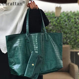 Alirattan PU Leather Shoulder Bag for Women Large Capacity Totes