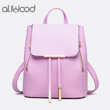Leather Women's Backpack High School Bags Rucksack For Teenagers Girls