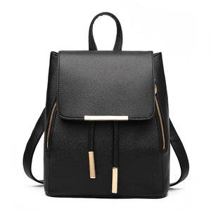Leather Women's Backpack High School Bags Rucksack For Teenagers Girls