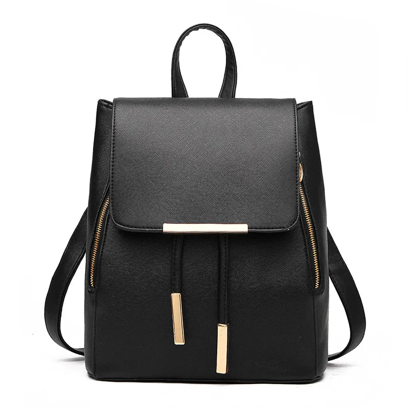 Leather Women's Backpack High School Bags Rucksack For Teenagers Girls