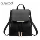 Leather Women's Backpack High School Bags Rucksack For Teenagers Girls