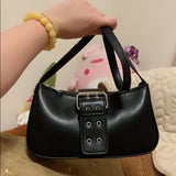 Vintage Women Buckle Shoulder Bag Ladies PU Leather Handbag