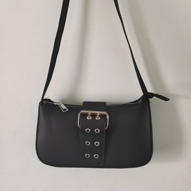 Vintage Women Buckle Shoulder Bag Ladies PU Leather Handbag