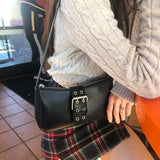 Vintage Women Buckle Shoulder Bag Ladies PU Leather Handbag