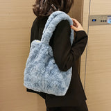 Fluffy Tote Bag Pink Faux Fur Hobo Bag Korea INS Handbag Purses Clutch