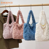 Fluffy Tote Bag Pink Faux Fur Hobo Bag Korea INS Handbag Purses Clutch