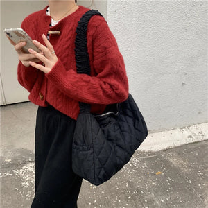 Pleated Women Handbags Large Capacity Ladies Shoulder Messenger Bags