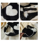 Women's Love Printed Small Plush Shoulder Bag Soft Handbag