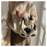 Women's Love Printed Small Plush Shoulder Bag Soft Handbag