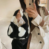 Women's Love Printed Small Plush Shoulder Bag Soft Handbag