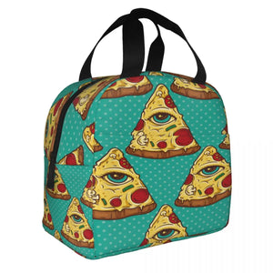 All Seeing Eye Pizza Slice Cooler Bag Zipper Thermal Lunch Box Tote