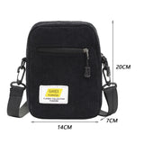 Corduroy Shoulder Bag Zipper Messenger Multi-layer Crossbody Bag