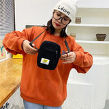 Corduroy Messenger Bag with Zipper Closure and Multi-layer Design