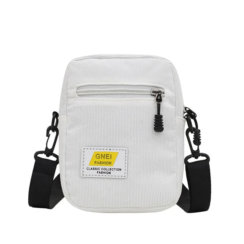 Corduroy Shoulder Bag Zipper Messenger Bag Autumn Winter Street Bag