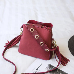 Vintage Tassel Messenger Bag with Scrub PU, All-match Style