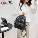 Waterproof PU Leather Backpack Rivet Studded Satchel School Bag