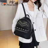 Waterproof PU Leather Backpack Rivet Studded Satchel School Bag
