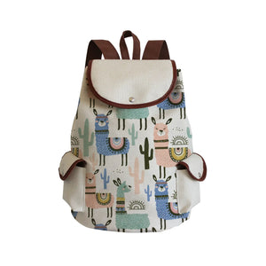 Alpaca Cactus Printed Drawstring Backpack Eco Reusable School Bag