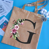 Alphabet Print Shopping Bag Canvas Bags Large Capacity College Handbag