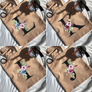 Alphabet Print Shopping Bag Canvas Bags Large Capacity College Handbag