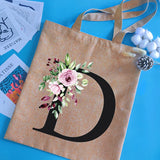 Alphabet Print Shopping Bag Canvas Bags Large Capacity College Handbag