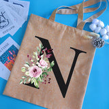 Alphabet Print Shopping Bag Canvas Bags Large Capacity College Handbag