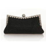 Aluminum Bead Women Evening Bag Rhinestone Clutch Chain Handbag