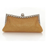 Aluminum Bead Women Evening Bag Rhinestone Clutch Chain Handbag