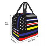 USA Thin Lines Flag Cooler Bag Zipper Thermal Lunch Box Tote Food Bag