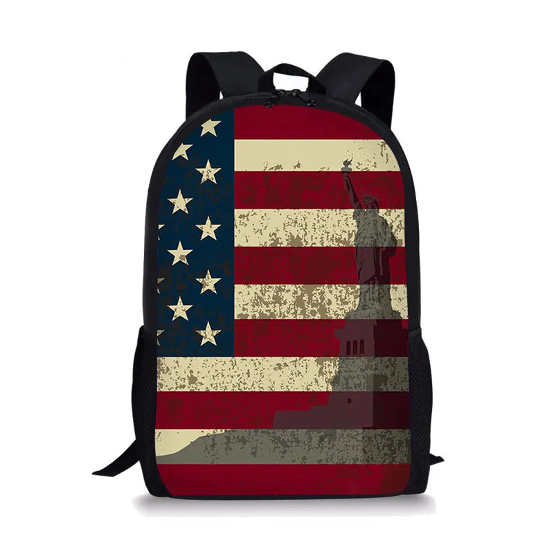 American Flag Animal Pattern School Backpack