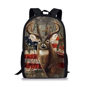 American Flag Animal Pattern Kids Backpack School Bag