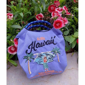 Hawaiian Vacation Embroidered Mini Bag Cartoon Tote Eco-Friendly Nylon Pouch