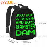 Amsterdam Holland Bad Boys Backpack Large Capacity Bookbag