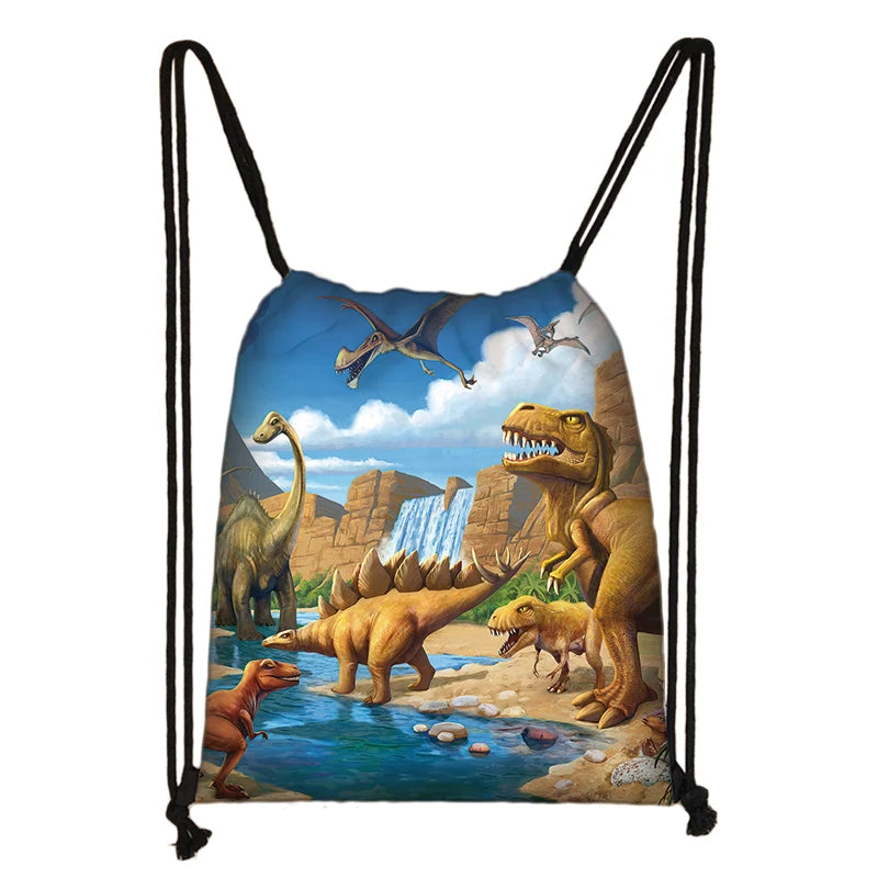Ancient Animal Dinosaur Backpack Canvas Drawstring Bag